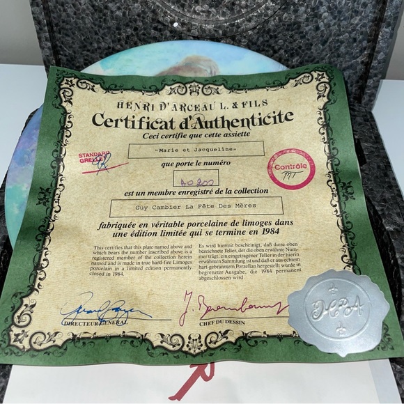 Marie et Jacqueline Decorative Plate - Guy Cambier La Fête De Mères - Picture 3 of 5